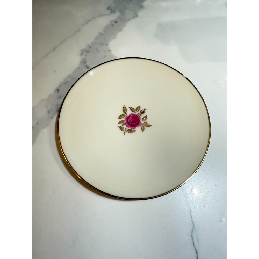 Lenox China Roselyn Bread Plate Gold Trim Vintage Porcelain Made in USA